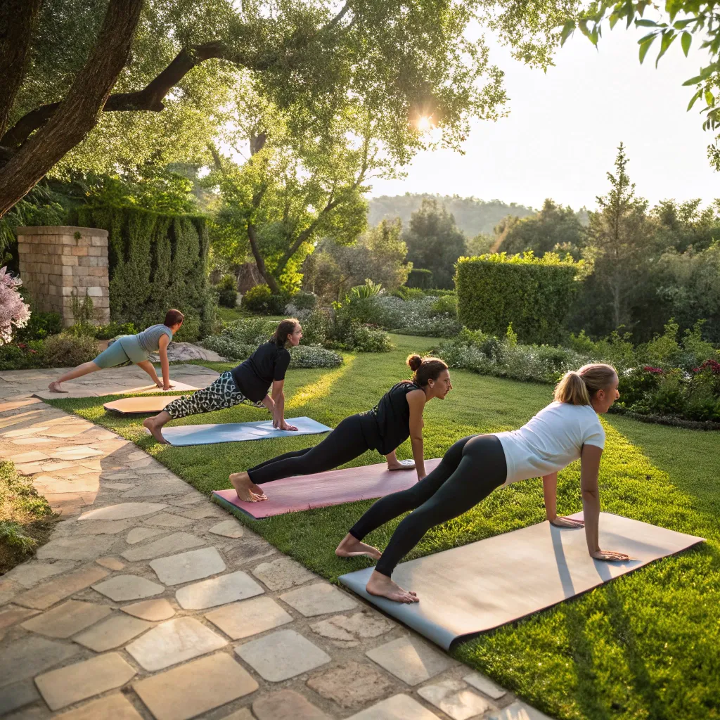 Yoga class in session
